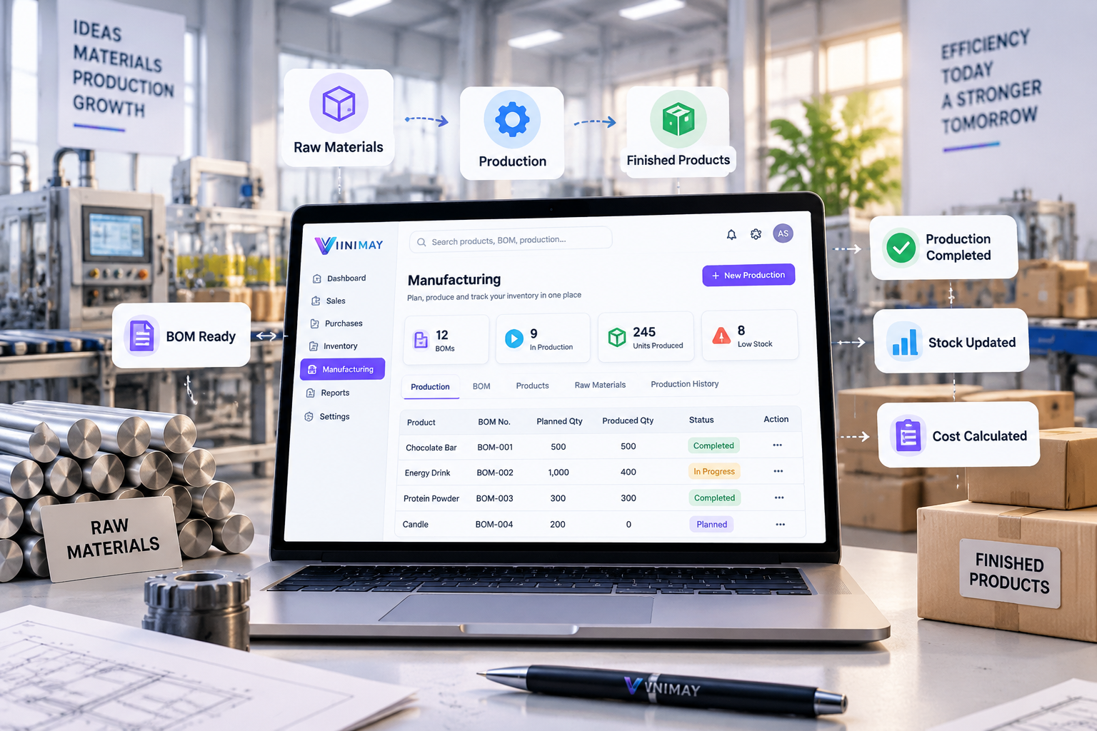 Vinimay manufacturing visibility dashboard preview